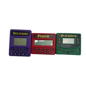 Lot Of 3 Handheld Games Solitare, Classic Blackjack 21, And 5 In 1 Poker Flaw